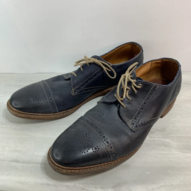 ALLEN EDMONDS “BAINBRIDGE” Cap-Toe Derby Navy Blue Leather  display picture 3