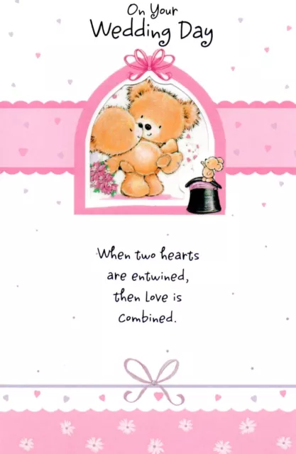 Cute WEDDING DAY Card FOR COUPLE, Teddy Bear Love by Bella Greetings + Envelope