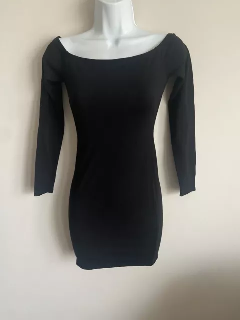 Forever 21 Dress Womens Black Off Shoulder Bodycon Long sleeve Dress Size Small