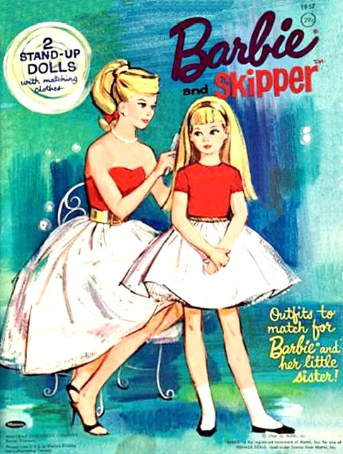 Vintage 1964 Barbie and Skipper Paper Dolls Uncut Reproduction, Matching Outfits Vintage 1964 Barbie and Skipper Paper Dolls Uncut Reproduction, Matching Outfits