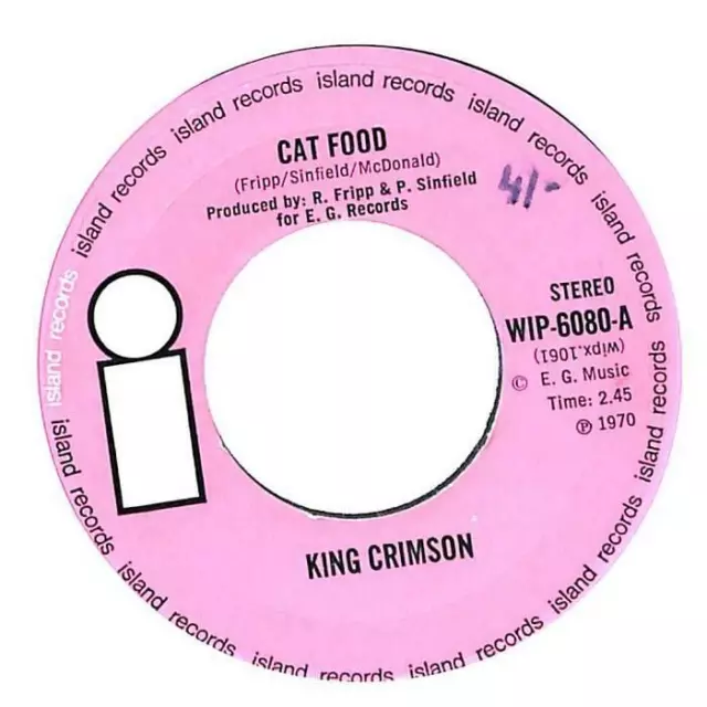 King Crimson Cat Food UK 7" Vinyl Record Single 1970 WIP-6080 Island 45 EX