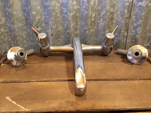Antique Farmhouse Kitchen Sink Faucet Original Chrome Architectural Salvage