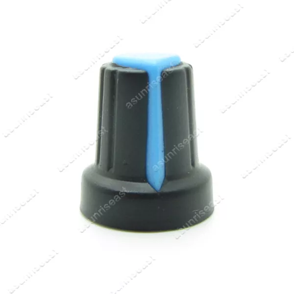 10 x Black Blue Potentiometer Pot Rotary Knob Plastic Cap for 6mm Knurled Shaft