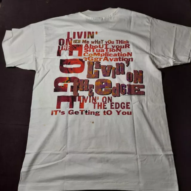 Vintage 1993 Aerosmith Get A Grip Tour White T-shirt Size LARGE 2-sided GIANT 2