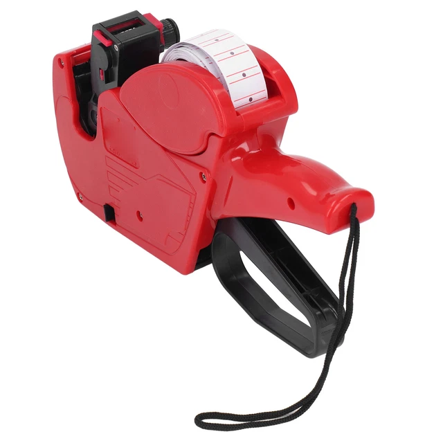 (Rosso) Macchina per etichette prezzo portatile facile da usare e versatile a 8 cifre