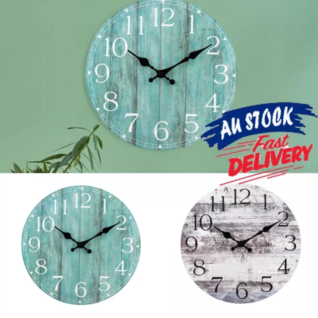 10 Inch Non-Ticking Wall Clock Silent Retro Rustic Style Decorative Round Wall