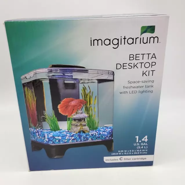 Petco Imagitarium Betta Fish Tank 1.4 Gallon Aquarium Square Desktop Kit LED