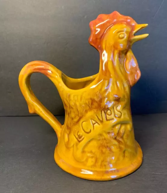 Vtg French Majolica Rooster Le Gaulois Chicken Creamer Pitcher Farmhouse Cottage