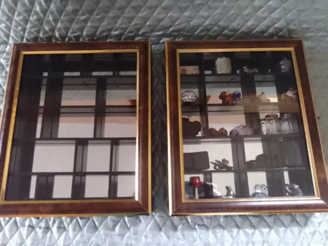 Two Small Mirror Backed Wall Display Cabinets – 17 Sections to Each Cabinet.