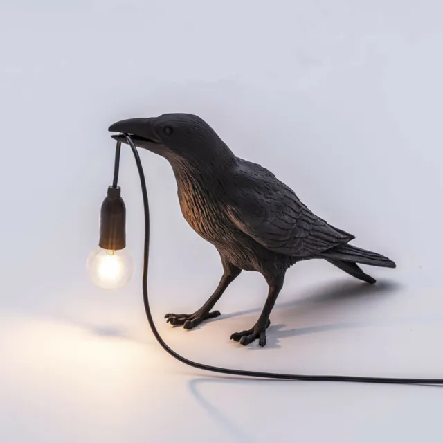 Birds Table Lamps Resin Crow Desk Stand Lamp Bedroom Bedside Light Home Decor AU