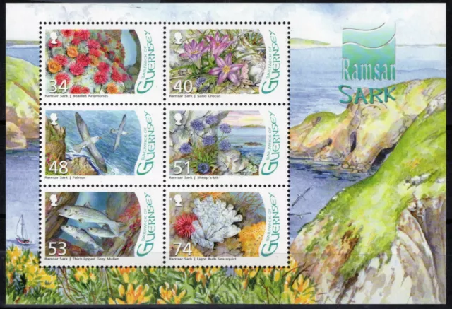 ZAYIX Guernsey 977a MNH Fish Birds Flowers Marine Life Wetlands 080323SM72M