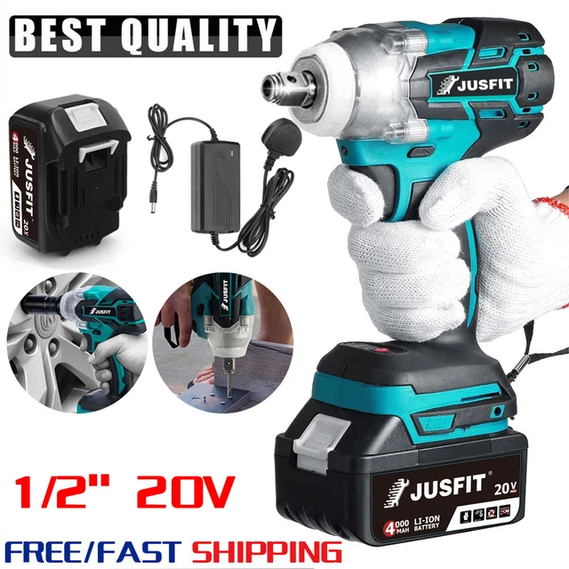 18V Brushless Impact Wrench Driver Cordless Li-Ion Battery 1/2" 520NM Kit UK
