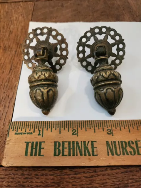 Pair Vintage Antique Ornate  Drawer Pull Door Dresser Handle Furniture Hardware
