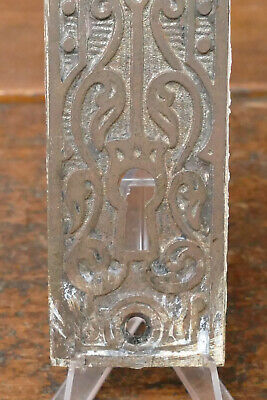 Antique VICTORIAN Eastlake Cast Iron Door Knob Lock Back Plate 3