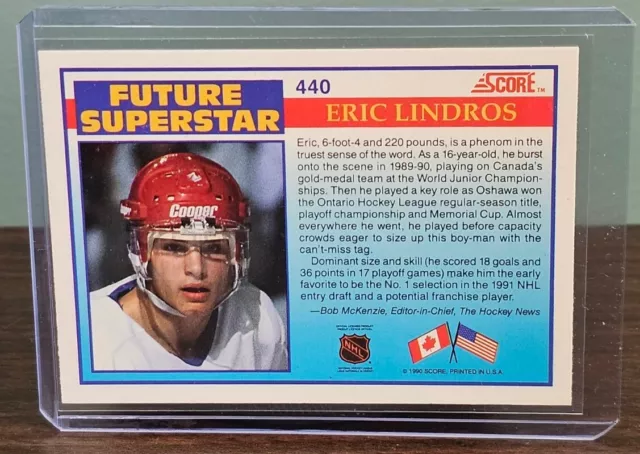 1990-91 Score " Future Superstar " ERIC LINDROS Hockey Rookie Card RC #440 2