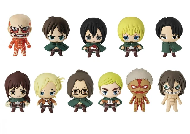 Attack On Titan Set Completo Portachiavi 11 Pcs Gigante Colossale Eren Levi Mik