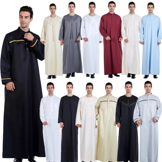 Men Muslim Kaftan Thobe Thoub Jubba Dishdasha Robe Saudi Arab Dress Abaya Dress