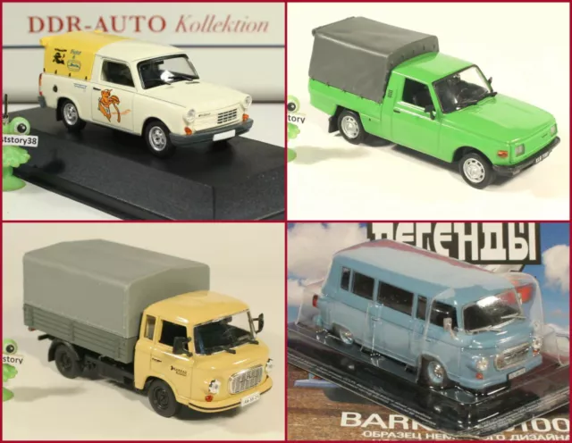 1:43 Trabant Wartburg pick-up Barkas 1000 B HP Bus DeAgostini DDR LKW