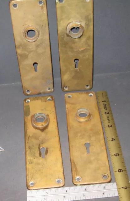 4 Vtg. Brass Door Back Plates 6-5/8" X 2-1/8" as found good condition