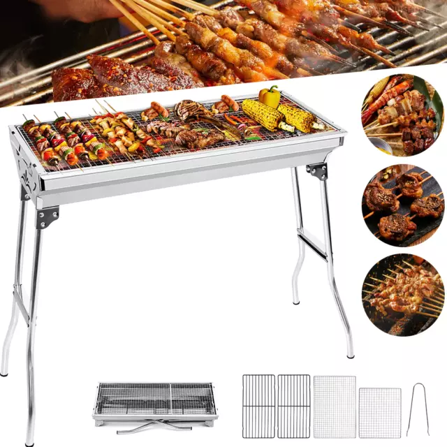 Holzkohlegrill Campinggrill Klappgrill Tragbar Edelstahl Grill Outdoor Bbq Grill