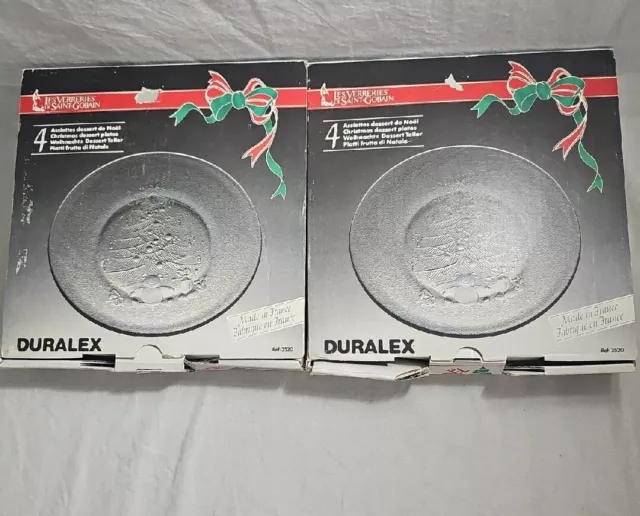 NIB Vintage Duralex Christmas Dessert Plates 2 sets 8 plates