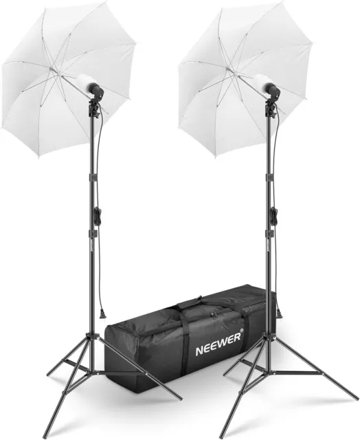 Photography Umbrella Lighting Kit, 2 Pack UL Certified 24W LED Bulbs...