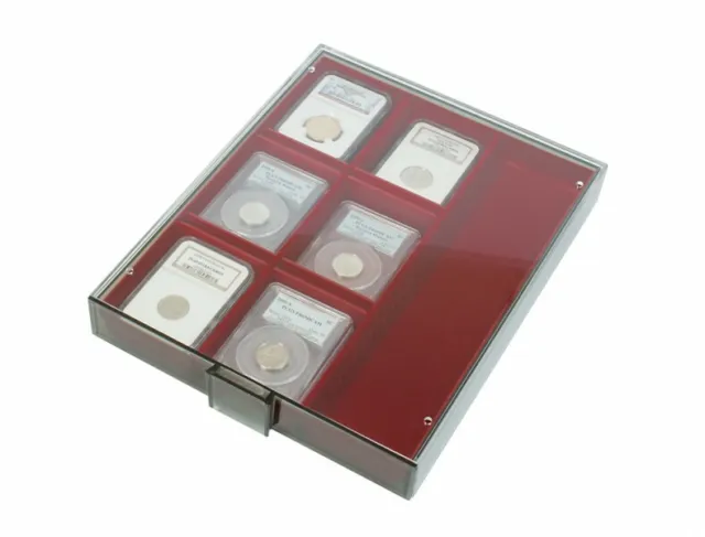 Lindner 2403 médailliers box monnaies Standard Rouge Clair Pour US Slab `S Coin
