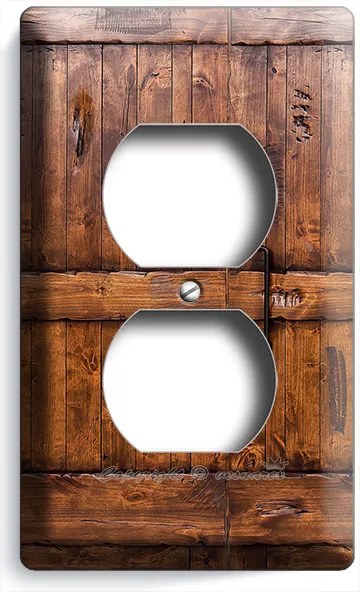 Rustic Wood Ranch Barn Door Light Switch Outlet Plate Room Cabin House Art Decor