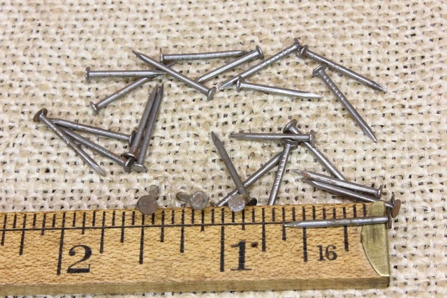 5/8” Old Shoe Nails 25 Tacks 1/8” Round Flat Head Vintage Sharpoint