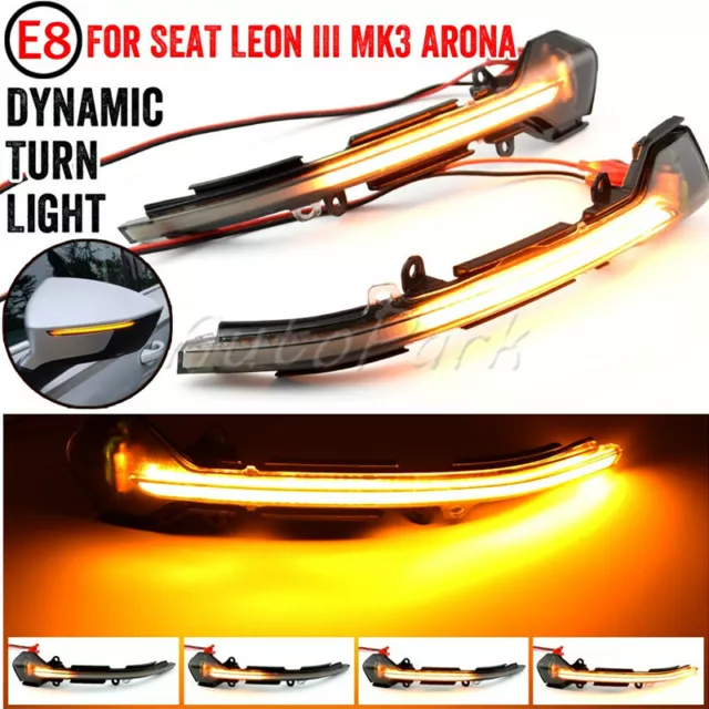 2× Dynamic LED Turn Signal Mirror Indicator Light For Leon MK3 Ibiza 5F Arona UK