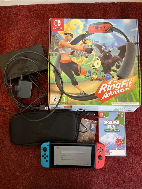 NINTENDO SWITCH CONSOLE Bundle 3 Games Plus Ring Fit Neon Red Blue