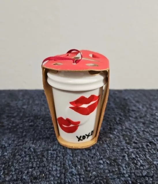 New Starbucks Ceramic XOXO W/ Lips Ornament Red White Black