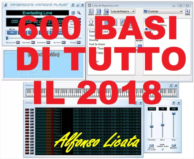 600 Basi midi karaoke di tutto il 2018  con testo scorrevole Vanbasco