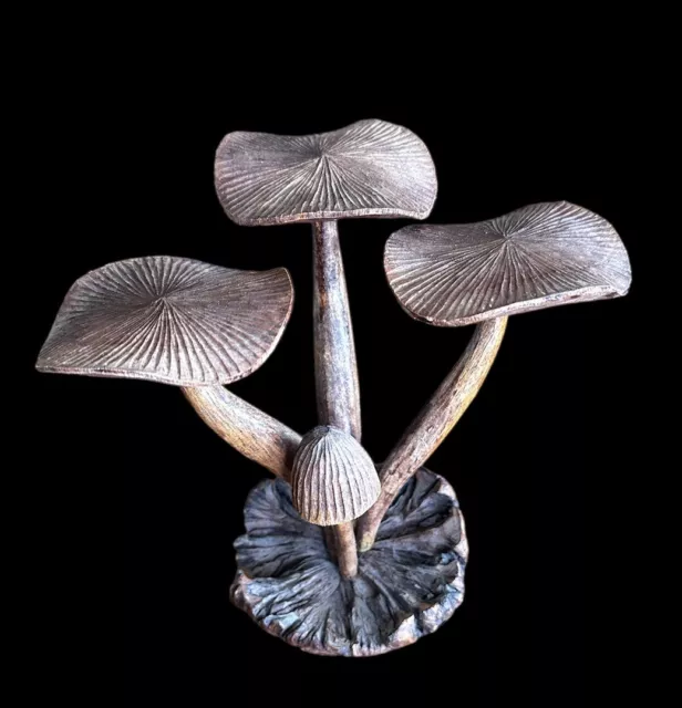 Vintage Hand Carved Wooden Mushroom Sculpture