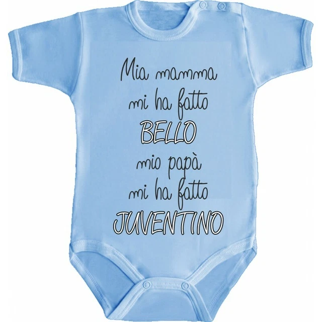Body Neonato Personalizzato 'La Mamma Mi HA Fatto Bellissima, Pap&agrave; INTERISTA' - 100% Cotone