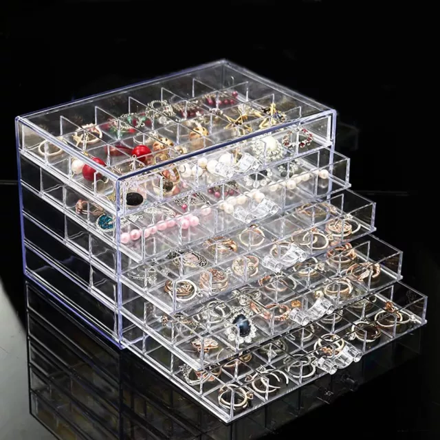 Earring Storage Box Organizer, Acrylic Jewelry Storage Box Holder 5 Drawers T...