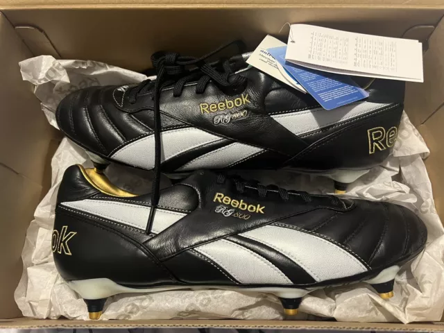 STIVALI DA CALCIO vintage Reebok scarpe borchie nere UK taglia 10