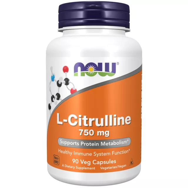 NOW Foods L-Citrulline 750 mg 90 Veg Capsules, Immune System and Muscle Health