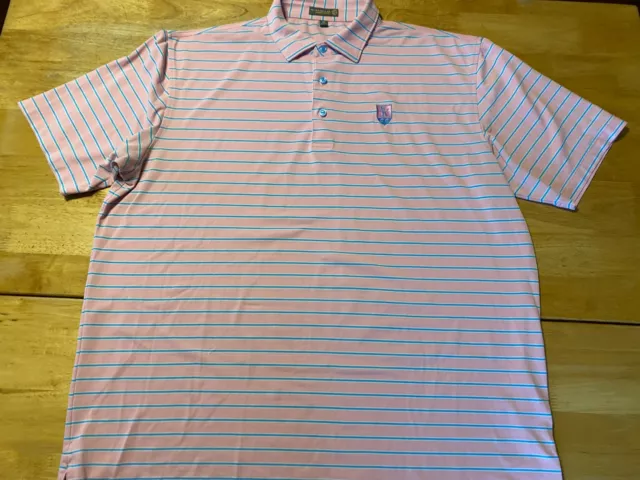 Peter Millar Summer Comfort XL Pink Blue Kalamazoo Polo Shirt Country Club A23