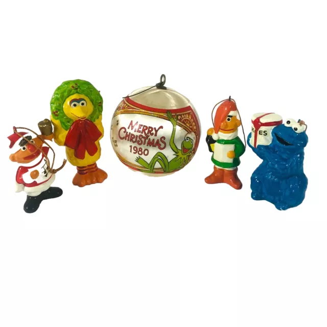 Sesame Street Muppets Christmas Ornaments Lot x5