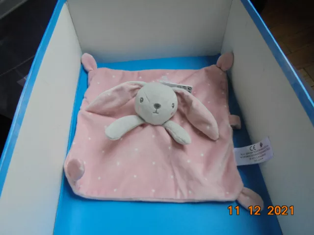 Doudou 7123 / Plat Carre Lapin "Simba Toys" Rose - Pois Blancs-Neuf Etiquette