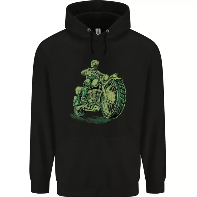 Biker Green Cafe Racer Motorbike Motorcycle Childrens Kids Hoodie