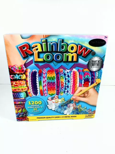 Rainbow Loom 1200 bandas de goma libres de látex telar arco iris/gancho de metal/50 clips C conjunto
