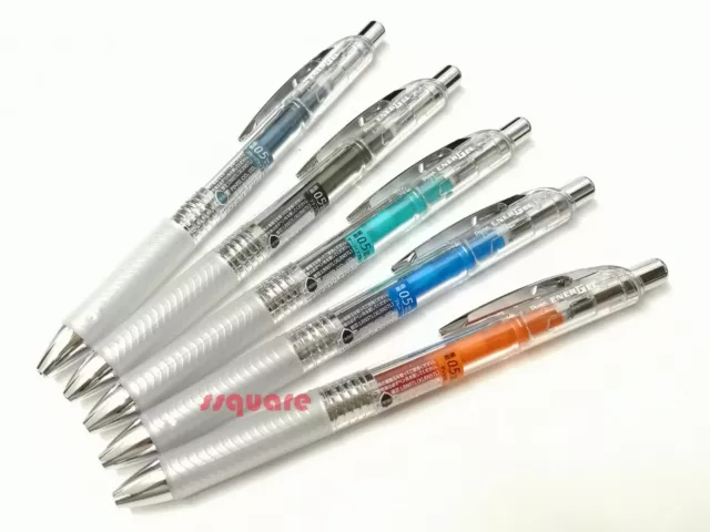 5 Colours x Pentel EnerGel Infree BLN75TL 0.5mm Clear Body Rollerball Gel Pen