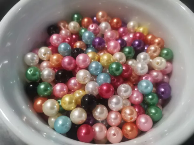 500pcs 8mm Acrylic Faux Pearl Round Spacer Beads ASSORTED MIXED COLORS X24