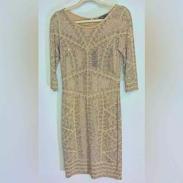 WOMAN'S GRAYSE KELLY AND MARIE GRAY Beige Dress with Rhinestones. SZ S. LT90