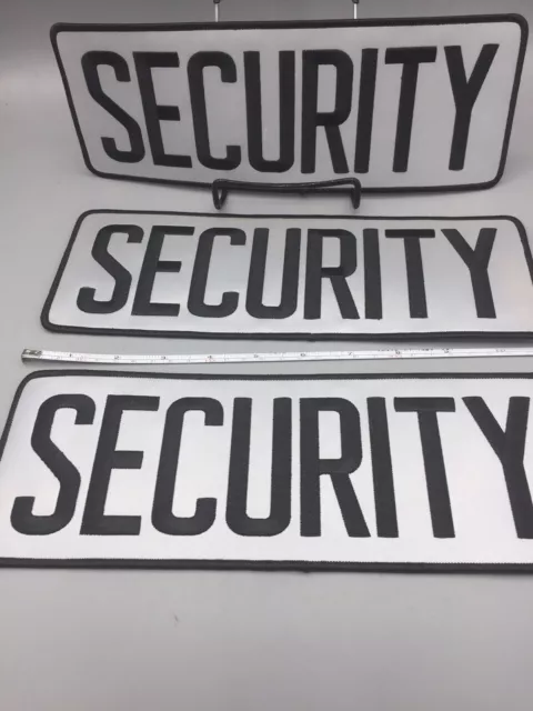 3x Large REFLECTIVE Security Back Patch Badge Emblem 11X4 Silver / black