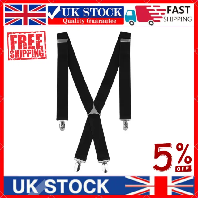 35mm Wide Men's Elasticated Suspenders Clip On Trouser Adjustable Fancy Braces