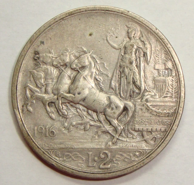 1916 Italy Two 2 Lire Silver World Coin 1916 Italy Two 2 Lire Silver World Coin