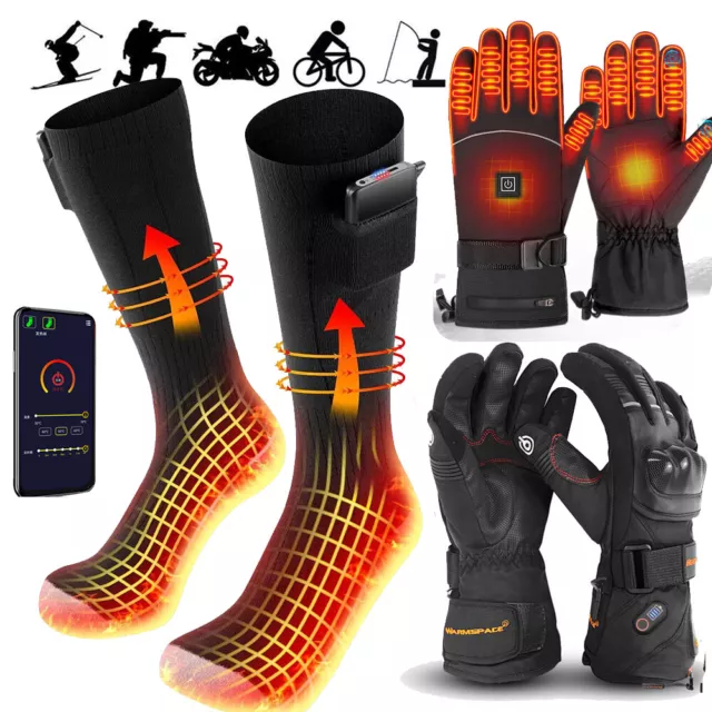 Rechargeable Battery Motorcycle Heated Gloves Electric Heated Socks Foot USB UK